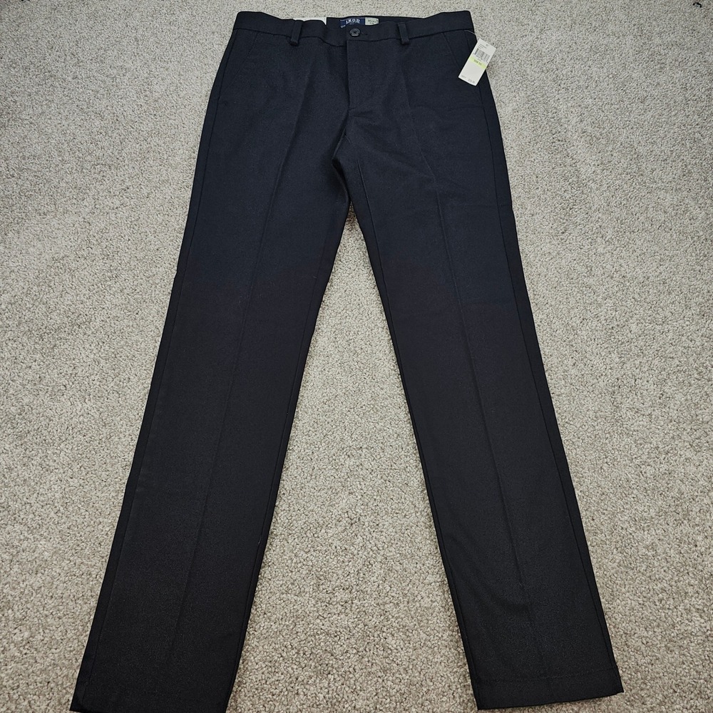 New IZOD Mens Slim Fit American Chino Flat Front Non Iron Pants Black 30x32 NWT